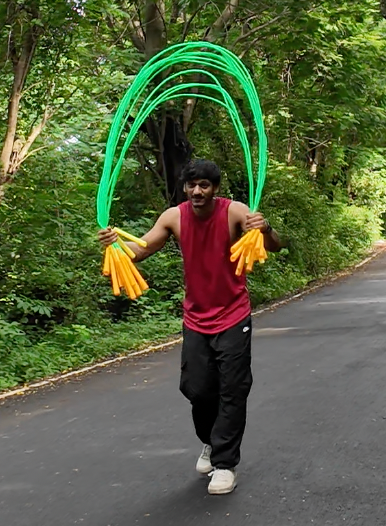 Green Beaded rope Orange Handle