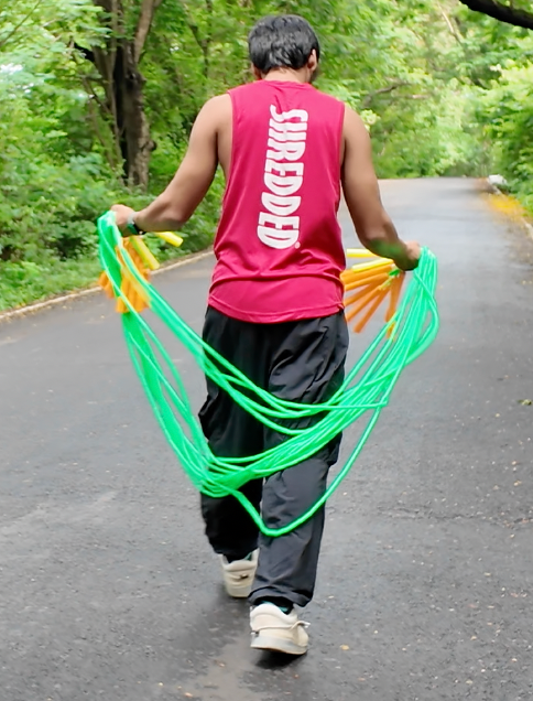 Green Beaded rope Orange Handle